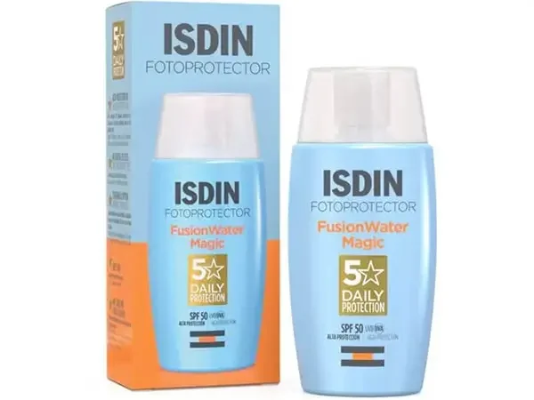 ضد آفتاب فلوئیدی فیوژن واتر مجیک بی‌رنگ ایزدین SPF50 – محافظت و آبرسانی سبک و اثرب